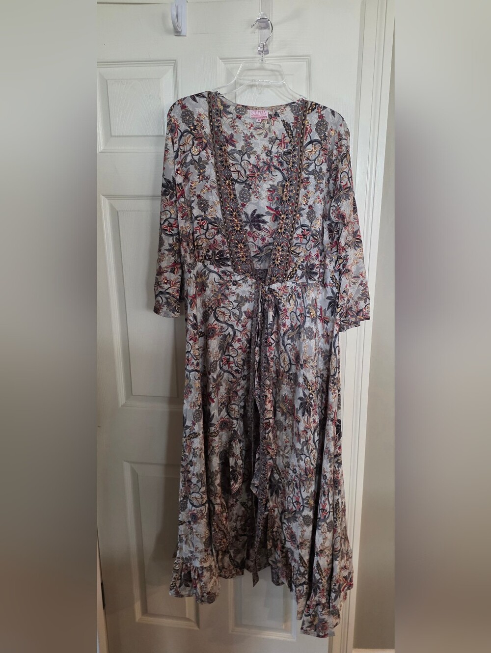 Cienna Wrap Ruffle Hem Boho Dress Medium